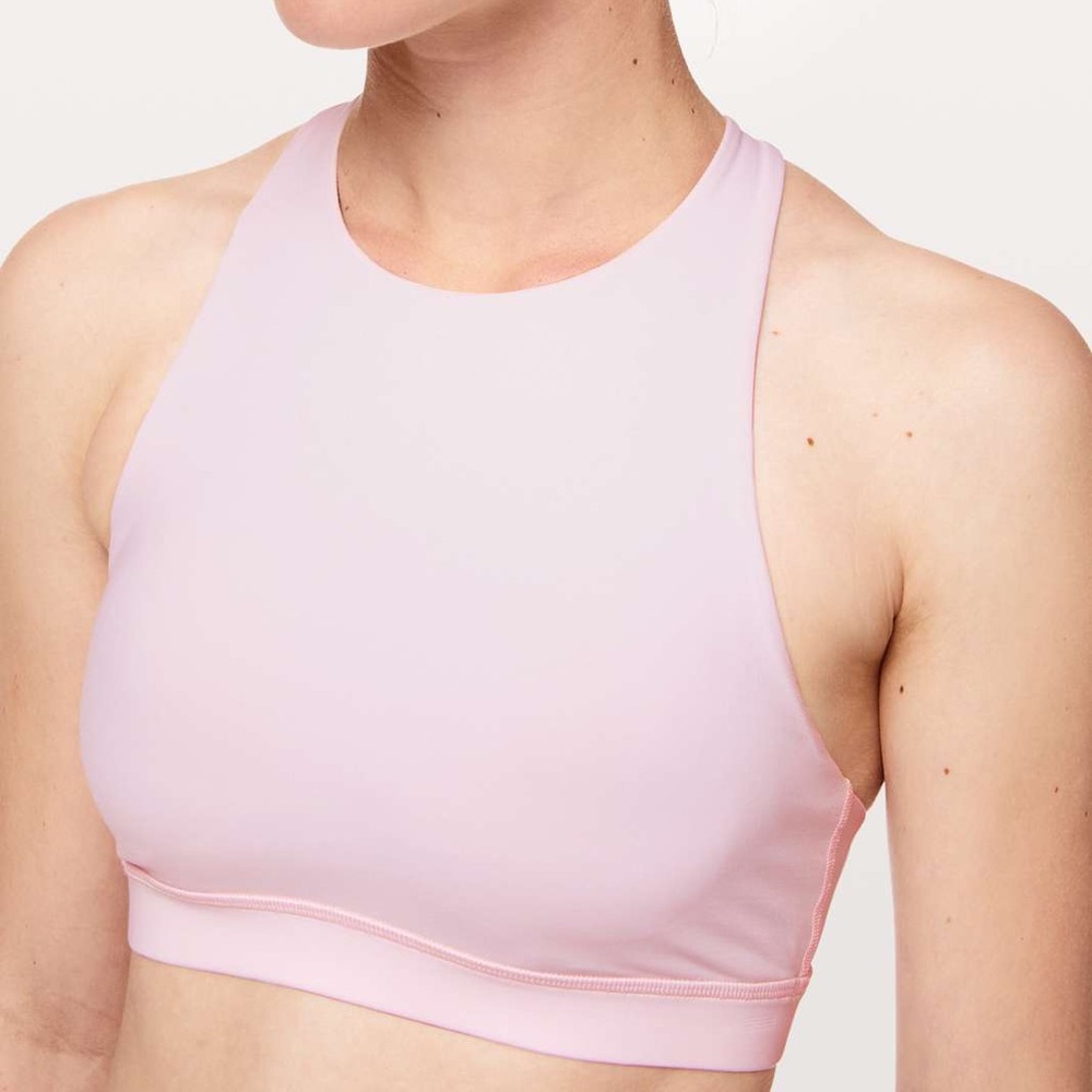lululemon light pink high neck energy bra